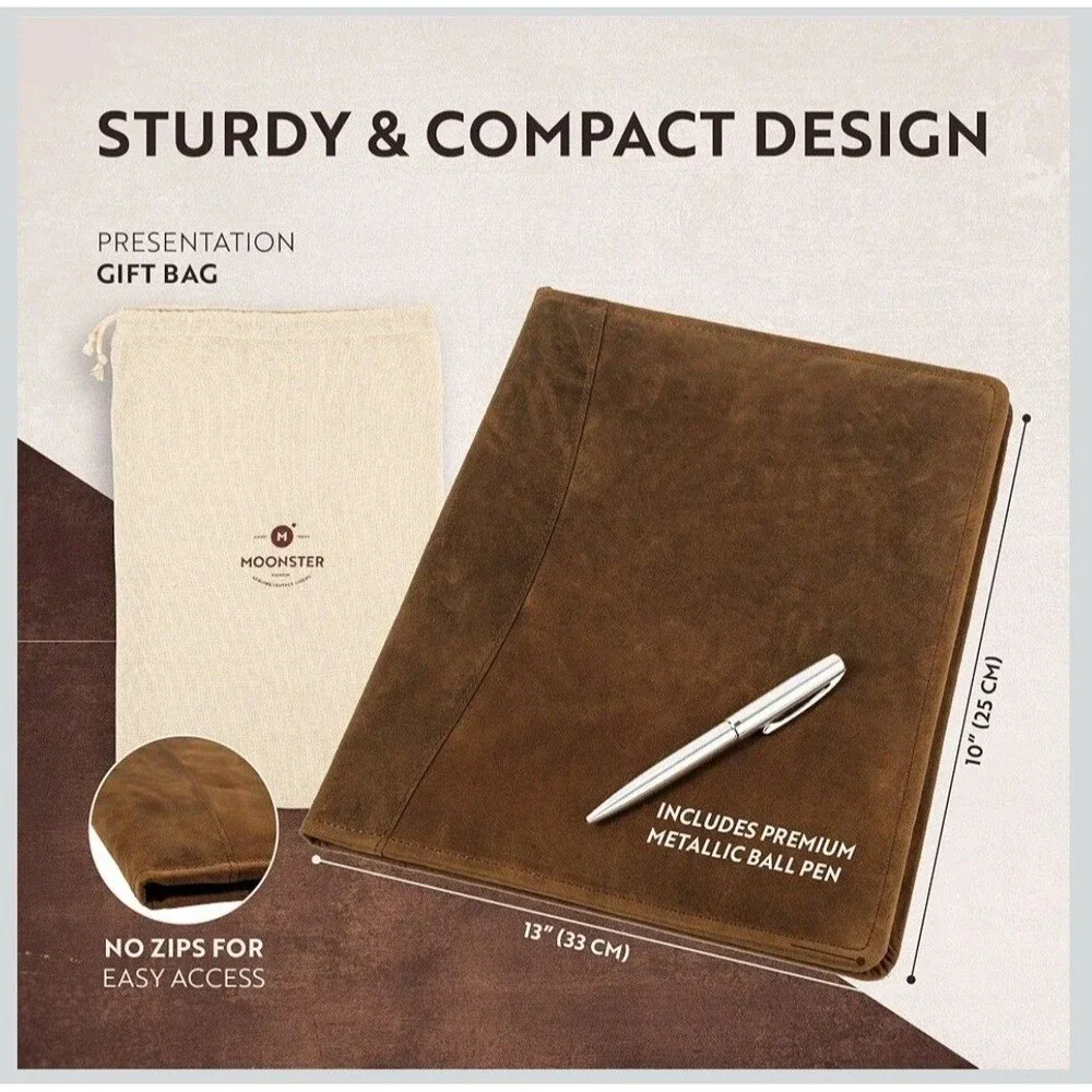 Leather Portfolio Professional Organizer Padfolio – Resume Folder with Luxury Pe